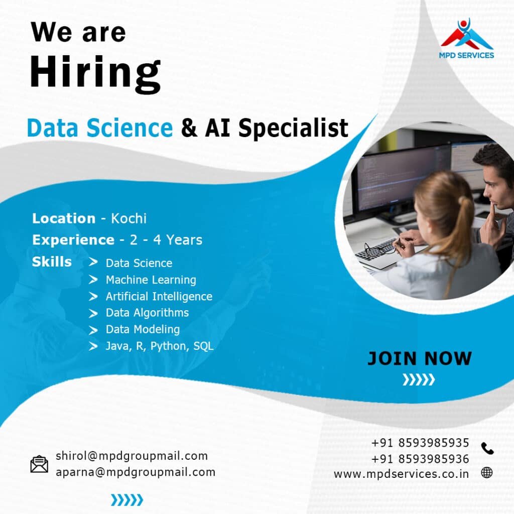Data Science & AI Specialist Jobs in Kochi | 2-4 Yrs Exp. MP Dominic & Co
