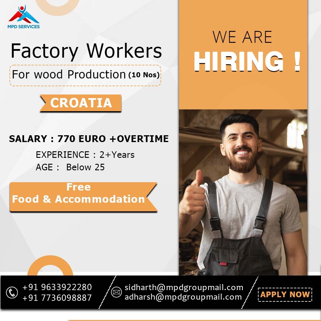 Factory Workers for Wood Production Jobs in Croatia
