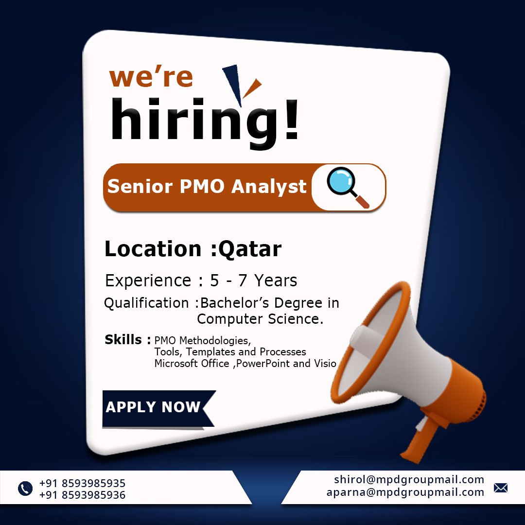 Senior PMO Analyst Jobs in Qatar